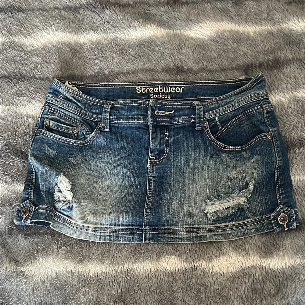 Stretch denim miniskirt - Picture 1 of 6